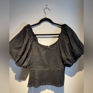 Banana Republic Black Puff Sleeve Blouse